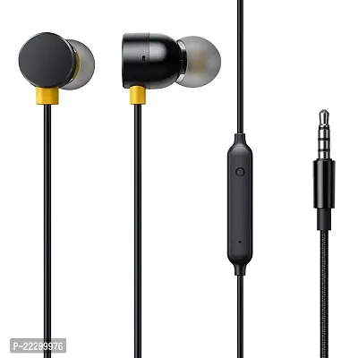Stylish Black Wired Headphones With Microphone