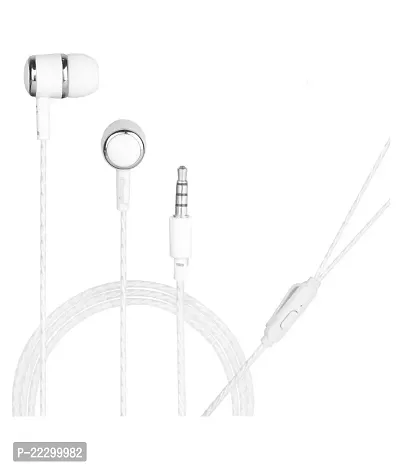 Stylish White Wired Headphones With Microphone