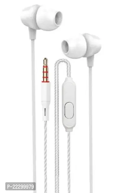 Stylish White Wired Headphones With Microphone