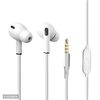 Stylish White Wired Headphones With Microphone