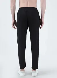 Black Cotton Blend Regular Track Pants For Men-thumb1