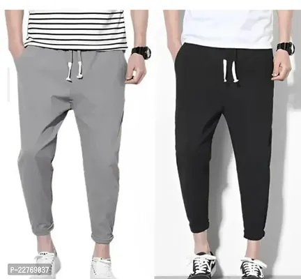 Classic Cotton Blend Solid Track Pants for Men combo pack of 2-thumb0