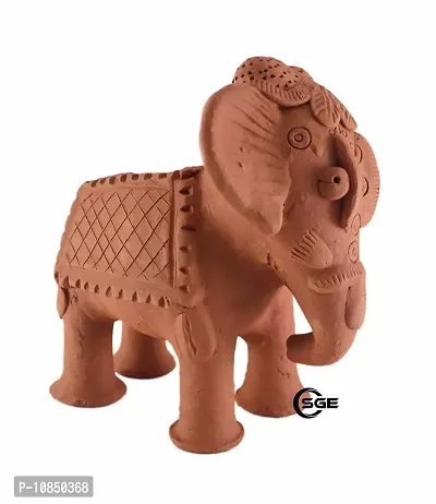 SHREE GANESH ENTERPRISES - Terracotta Elephant Figure Statue ? Clay Home Decoration Elephant Idol ? Indian Handmade Clay showpiece ? Elephant Figure Made in dhokra Style (NOT DHOKRA).-thumb3