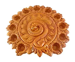 SHREE GANESH ENTERPRISES - Handmade red Terracotta Diwali d?cor Diya Plate - Beautiful 11wicks (11 Number is The Symbol of Fortune, Prosperity & Wealth) Diya Plate - Diya Plate ? Festive d?cor-thumb1