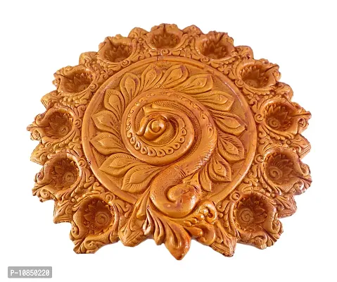 SHREE GANESH ENTERPRISES - Handmade red Terracotta Diwali d?cor Diya Plate - Beautiful 11wicks (11 Number is The Symbol of Fortune, Prosperity & Wealth) Diya Plate - Diya Plate ? Festive d?cor-thumb2