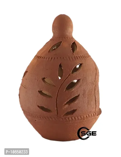 Shree Ganesh Enterprises Brown Coconut Shape Terracotta Hanging Lamp - Earthen Hanging Diya- Festival D?cor Mitti Diya - Handmade Clay Oil Lamp for Home-Balcony-Diwali D?cor & Gifting --thumb3