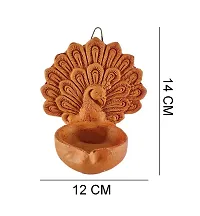 SHREE GANESH ENTERPRISES - Pair of Clay Dancing Peacock Figurative Wall Hanging Diya ? Traditional Home Entrance D?cor Wall Hanging Lighting Diya - Diwali Decoration Diya-thumb4