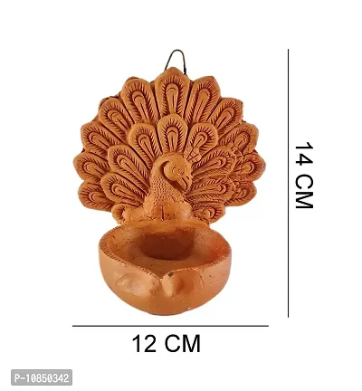 SHREE GANESH ENTERPRISES - Pair of Clay Dancing Peacock Figurative Wall Hanging Diya ? Traditional Home Entrance D?cor Wall Hanging Lighting Diya - Diwali Decoration Diya-thumb5