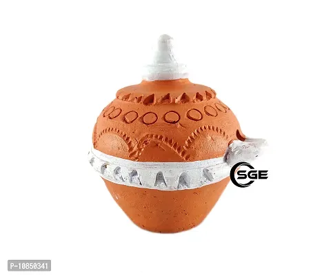 Shree Ganesh Enterprises Magic Lamp Indian Traditional Festivals Clay for Interior Decor - Terracotta Handmade Clay Diya for Pooja, Diwali Decoration-thumb3