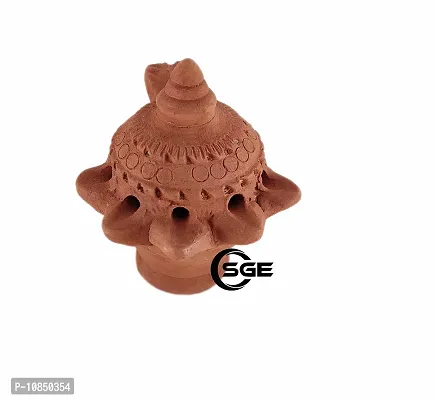 Shree Ganesh Enterprises Indian Festival D?cor Clay 5 Wick Magic Diya Handmade Terracotta Diya - Terracotta Festival D?cor Diya ? Arti/Pooja Diya ? Mitti Temple D?cor Diya-thumb2