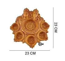 SHREE GANESH ENTERPRISES - Terracotta Diwali Decor Diya Plate ? Laxmi Ganesha Clay Hand Carved 6 Wick Diya Plate ? Religious Multi Wick Clay Diya ? Swastika Diya - Laxmi Puja Diya-thumb4