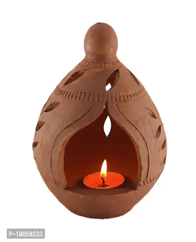 Shree Ganesh Enterprises Brown Coconut Shape Terracotta Hanging Lamp - Earthen Hanging Diya- Festival D?cor Mitti Diya - Handmade Clay Oil Lamp for Home-Balcony-Diwali D?cor & Gifting -