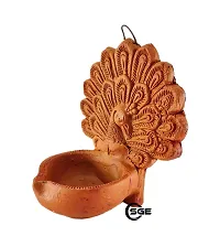 SHREE GANESH ENTERPRISES - Pair of Clay Dancing Peacock Figurative Wall Hanging Diya ? Traditional Home Entrance D?cor Wall Hanging Lighting Diya - Diwali Decoration Diya-thumb2