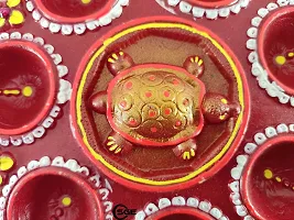 SHREE GANESH ENTERPRISES - Red Terracotta Diwali D?cor Diya Plate - Beautiful Red Hand Painted 8 Wick Diya Plate ?Turtle Plate - Diya Plate ? Feng Shui D?cor? Indian Festive D?cor-thumb1