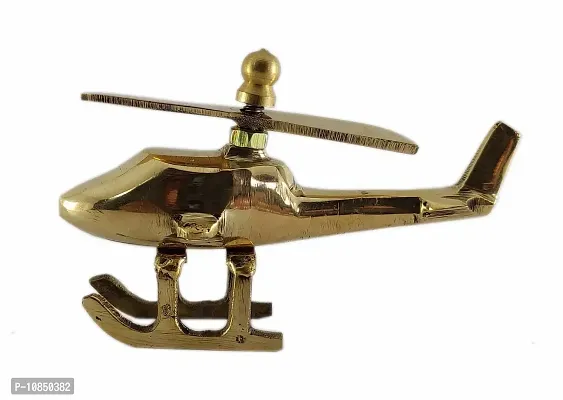 SHREE GANESH ENTERPRISES - Brass Helicopter - showpiece Decorative - Brass Handcrafted Aeroplane ? Brass Toy ? Toy World ? Solid Brass Paper Weight ? Kids Collection ? Birthday Gift.-thumb0