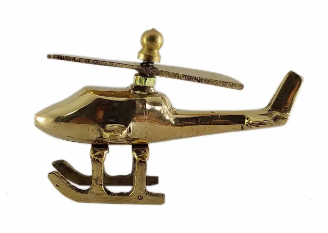 SHREE GANESH ENTERPRISES - Brass Helicopter - showpiece Decorative - Brass Handcrafted Aeroplane ? Brass Toy ? Toy World ? Solid Brass Paper Weight ? Kids Collection ? Birthday Gift.