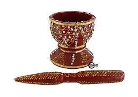 SHREE GANESH ENTERPRISES - Fancy Mortar & Pestle (okhal musal) Used for Marriage shaguns and Rituals - Diya Home Wedding Fancy Okhli & Musar !! Marriage okhali and Musal ? Fancy Home Decorative-thumb1