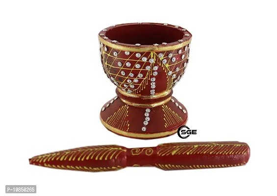 SHREE GANESH ENTERPRISES - Fancy Mortar & Pestle (okhal musal) Used for Marriage shaguns and Rituals - Diya Home Wedding Fancy Okhli & Musar !! Marriage okhali and Musal ? Fancy Home Decorative-thumb2