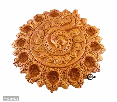 SHREE GANESH ENTERPRISES - Handmade red Terracotta Diwali d?cor Diya Plate - Beautiful 11wicks (11 Number is The Symbol of Fortune, Prosperity & Wealth) Diya Plate - Diya Plate ? Festive d?cor-thumb4