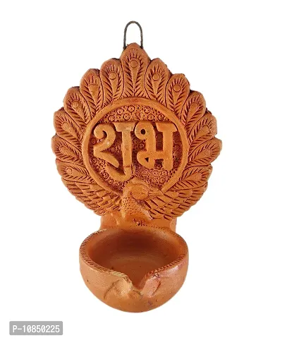 Shree Ganesh Enterprises Handmade 2 Piece Indian Home Decorative Wall Hanging Lamp - Clay Subh Labh Hanging Diya ? Diwali Decoration Diya ? Earthen Home D?cor Diya ? Hanging Mitti Diya-thumb2