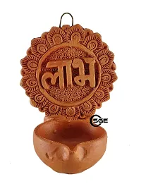 Shree Ganesh Enterprises Handmade 2 Piece Indian Home Decorative Wall Hanging Lamp - Clay Subh Labh Hanging Diya ? Diwali Decoration Diya ? Earthen Home D?cor Diya ? Hanging Mitti Diya-thumb2