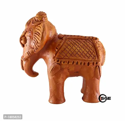 Shree Ganesh ENTERPISES - Terracotta Elephant Figure Statue ? Indian Clay Home Decoration Elephant Idol ? Indian Handmade Clay showpiece ? Elephant Figure Made in dhokra Style (NOT DHOKRA).-thumb2