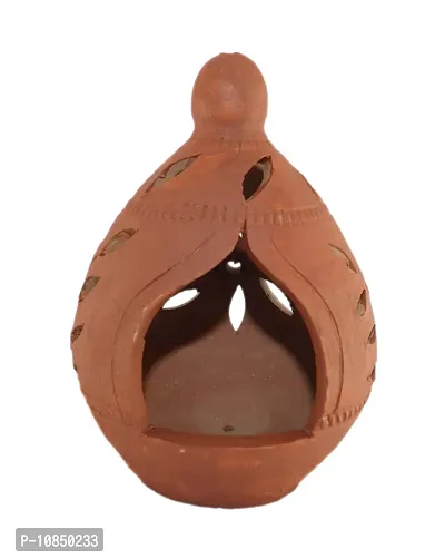 Shree Ganesh Enterprises Brown Coconut Shape Terracotta Hanging Lamp - Earthen Hanging Diya- Festival D?cor Mitti Diya - Handmade Clay Oil Lamp for Home-Balcony-Diwali D?cor & Gifting --thumb5