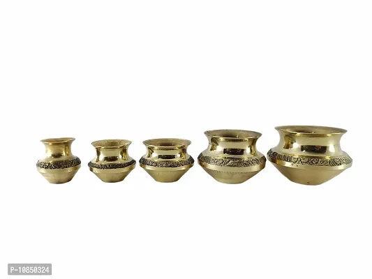 SHREE GANESH ENTERPRISES- Brass Water Pot - Vaastu D?cor Showpiece - Home D?cor Item - Puja Decoration Kalash ? Mini Size Worship Water Pot Set of 5 ? Hindu Religious D?cor ? Indian Home Decor.-thumb4