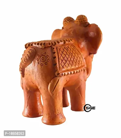 Shree Ganesh ENTERPISES - Terracotta Elephant Figure Statue ? Indian Clay Home Decoration Elephant Idol ? Indian Handmade Clay showpiece ? Elephant Figure Made in dhokra Style (NOT DHOKRA).-thumb4