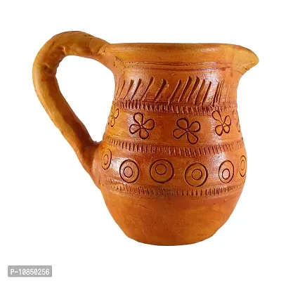 SHREE GANESH ENTERPRISES ? Water Pot ? Water jug with Handle ? Water Mug - Natural earthen Organic Clay vase - Terracotta Handmade Pot eco-Friendly Home kitchenware ? restro / dhabba jug.