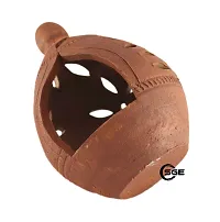 Shree Ganesh Enterprises Brown Coconut Shape Terracotta Hanging Lamp - Earthen Hanging Diya- Festival D?cor Mitti Diya - Handmade Clay Oil Lamp for Home-Balcony-Diwali D?cor & Gifting --thumb1