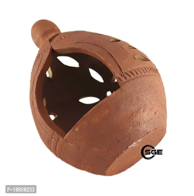 Shree Ganesh Enterprises Brown Coconut Shape Terracotta Hanging Lamp - Earthen Hanging Diya- Festival D?cor Mitti Diya - Handmade Clay Oil Lamp for Home-Balcony-Diwali D?cor & Gifting --thumb2