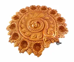 SHREE GANESH ENTERPRISES - Handmade red Terracotta Diwali d?cor Diya Plate - Beautiful 11wicks (11 Number is The Symbol of Fortune, Prosperity & Wealth) Diya Plate - Diya Plate ? Festive d?cor-thumb2