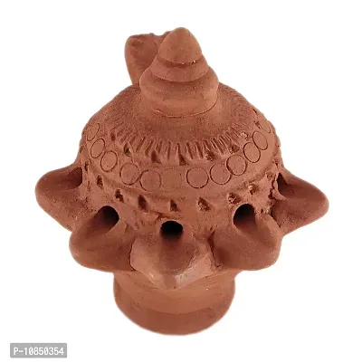 Shree Ganesh Enterprises Indian Festival D?cor Clay 5 Wick Magic Diya Handmade Terracotta Diya - Terracotta Festival D?cor Diya ? Arti/Pooja Diya ? Mitti Temple D?cor Diya