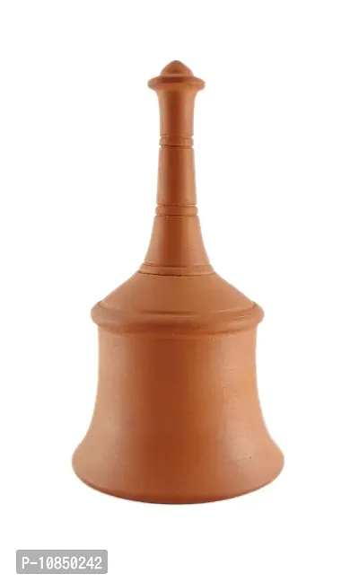 SHREE GANESH ENTERPRISES - Organic Hand Bell - Terracotta Natural Earthen Organic Clay Handmade Bell for puja with Real Metallic Sound for Home D?cor ? Hindu, Bodh Articles ? Monastery D?cor