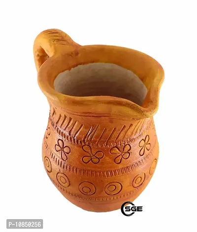 SHREE GANESH ENTERPRISES ? Water Pot ? Water jug with Handle ? Water Mug - Natural earthen Organic Clay vase - Terracotta Handmade Pot eco-Friendly Home kitchenware ? restro / dhabba jug.-thumb4