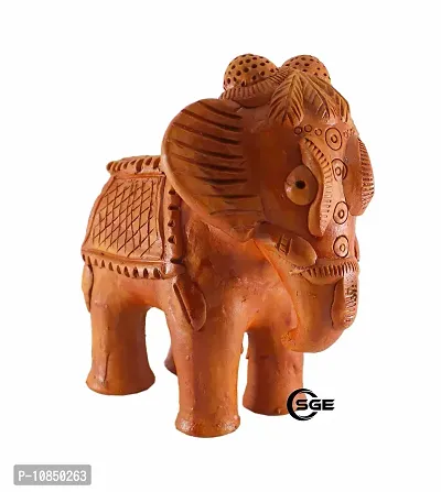 Shree Ganesh ENTERPISES - Terracotta Elephant Figure Statue ? Indian Clay Home Decoration Elephant Idol ? Indian Handmade Clay showpiece ? Elephant Figure Made in dhokra Style (NOT DHOKRA).-thumb3