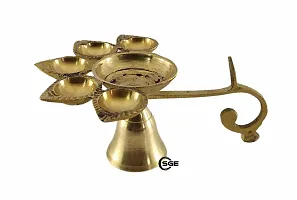 SHREE GANESH ENTERPRISES ? 6 Wick/Batti Lamp Diya - Stand Lamp ? Lamp ? Diya Lamp ? Golden Diya Lamp - Brass Diya Lamp ? Multi Wick Diya ? Auspicious Diya Lamp for Home Arti ? Praying Diya-thumb1