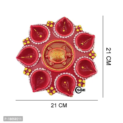 SHREE GANESH ENTERPRISES - Red Terracotta Diwali D?cor Diya Plate - Beautiful Red Hand Painted 8 Wick Diya Plate ?Turtle Plate - Diya Plate ? Feng Shui D?cor? Indian Festive D?cor-thumb5