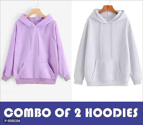 Classic Fleece Solid Hoodie Sweatshirts for Women, Pack of 2-thumb0