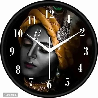 kirshna wall clcokRound Shaped Designer Wall Clock with Glass premium 10 inch Wall ClocksDiwar gadi and gift s-thumb0