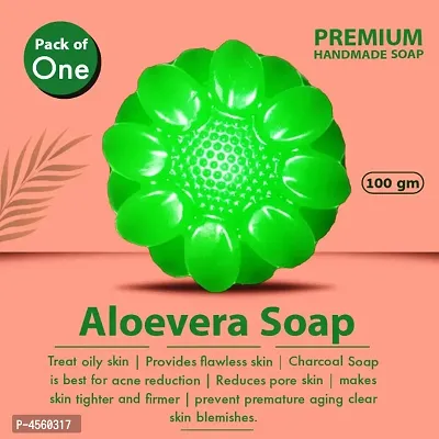 Handmade Green Aloevera Soap (100 gm)-thumb0