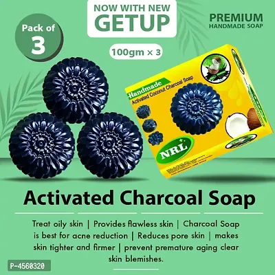 Handmade Black Charcoal Soap (100 gm)- Pack Of 3-thumb0