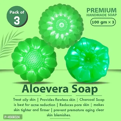 Handmade Green Aloevera Soap (100 gm)- Pack Of 3