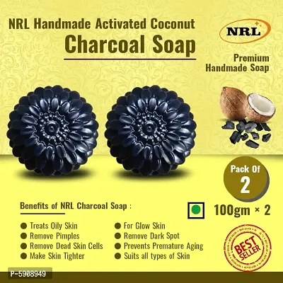 Nrl Handmade Activated Coconut Charcoal Soap Pack Of 2 Soap And Body Wash Soap-thumb0