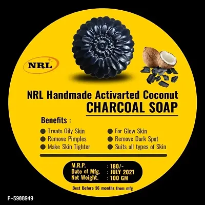 Nrl Handmade Activated Coconut Charcoal Soap Pack Of 2 Soap And Body Wash Soap-thumb2