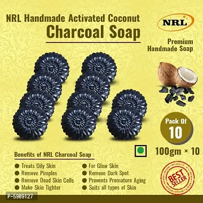 Nrl Handmade Activated Coconut Charcoal Soap Pack Of 10 Soap And Body Wash Soap-thumb0