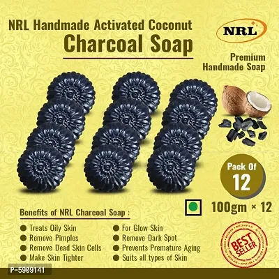 NRL Handmade Activated Coconut Charcoal Soap Pack Of 12