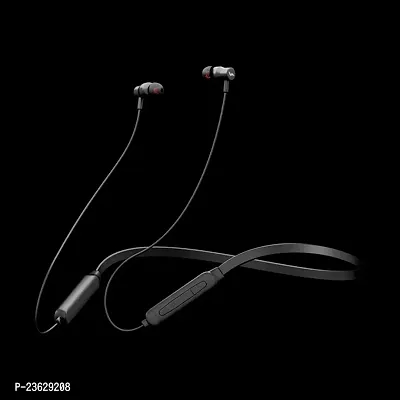 Stylish Black In-ear Bluetooth Wireless Neckband With Microphone-thumb0