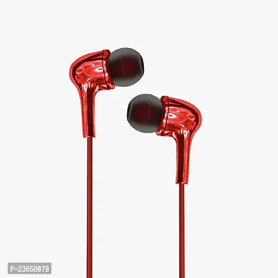 Stylish Red In-ear Wired - 3.5 MM Single Pin Headphones With Microphone-thumb0